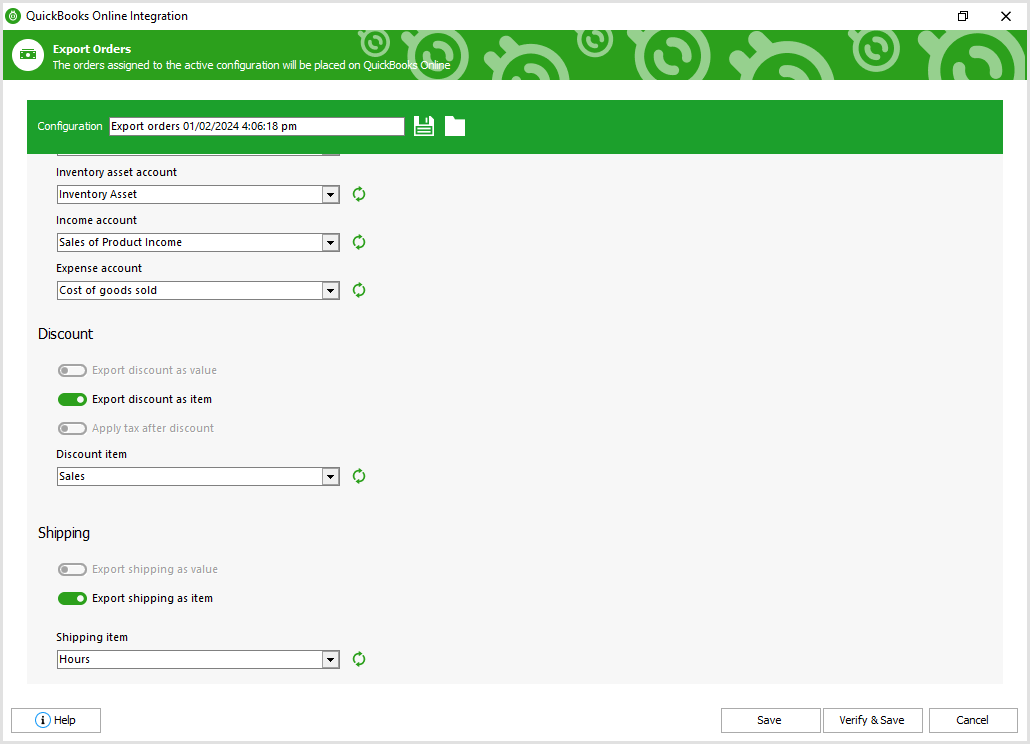 Discount and Shipping Settings in QuickBooks Online During PrestaShop Order Export