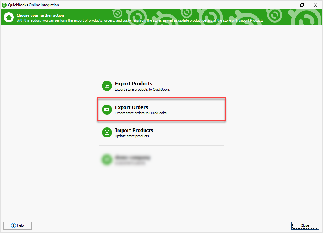 Export Orders Option in QuickBooks Online Addon for PrestaShop