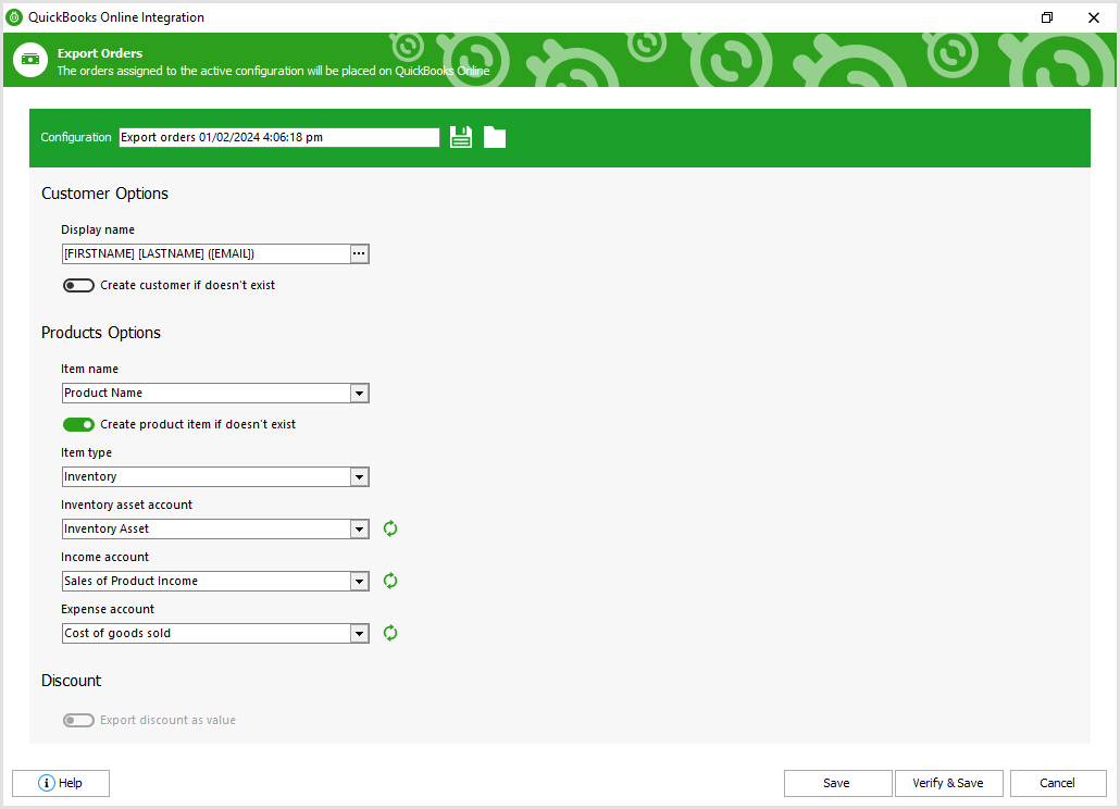 Product Options Settings During PrestaShop Order Export to QuickBooks Online