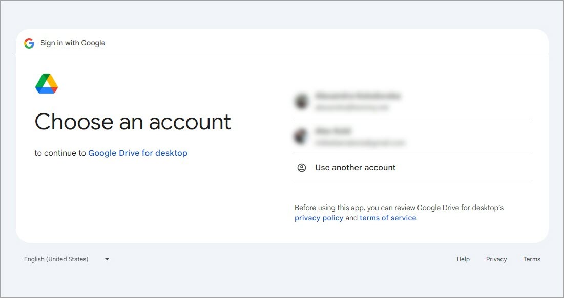 Account Selection for Google Drive App to Sync with PrestaShop