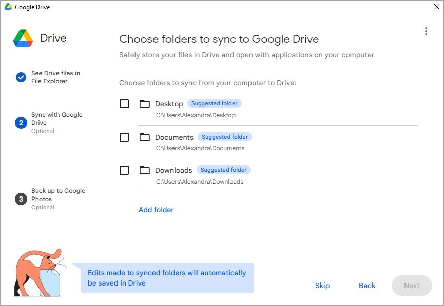 Folders Selection to Sync to Google Drive for PrestaShop Integration