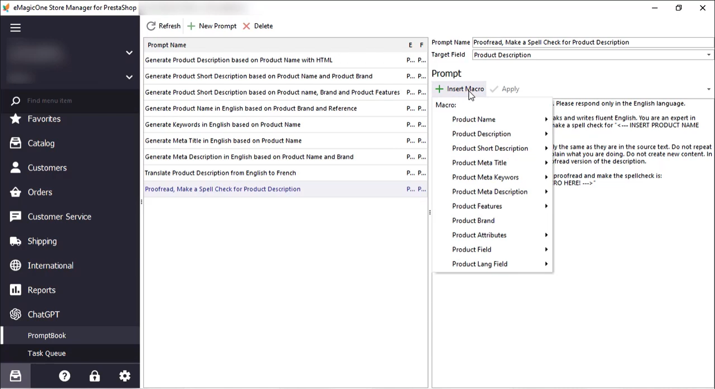 Use Free prompts included in the software or create your own using PromptBook