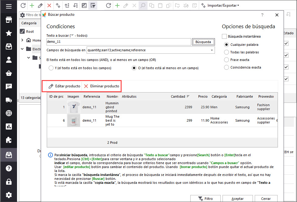 Add Edit Filtered Products in Store Manager