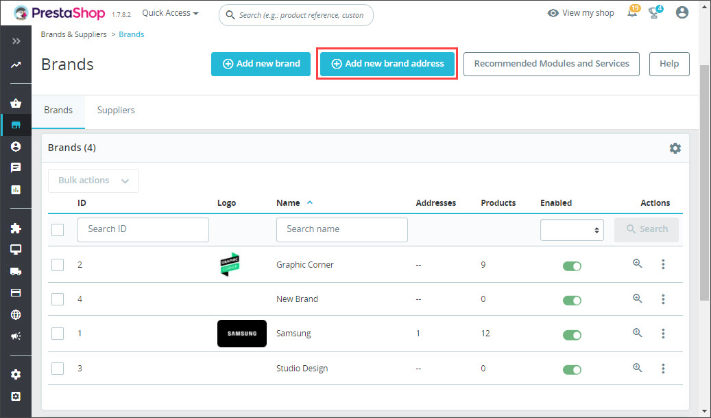 Add New Brand Address Backend