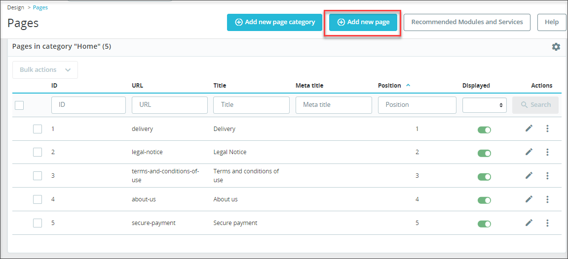 Add New CMS Page
