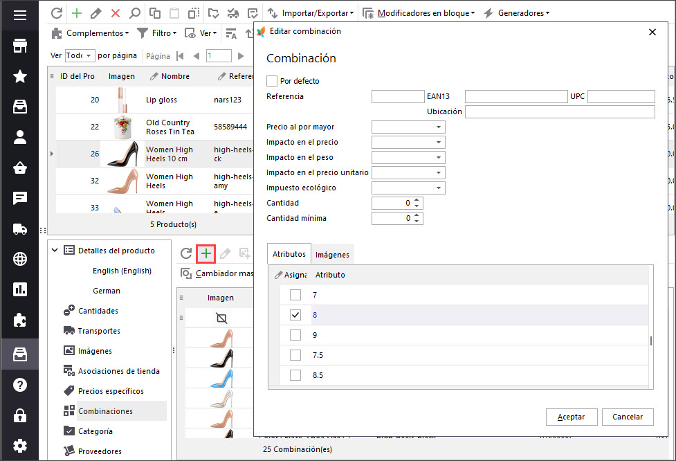 Add New Combination to PrestaShop Product with Store Manager