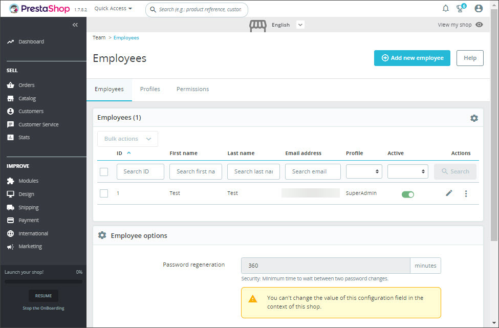 Add New Employee in PrestaShop Backend