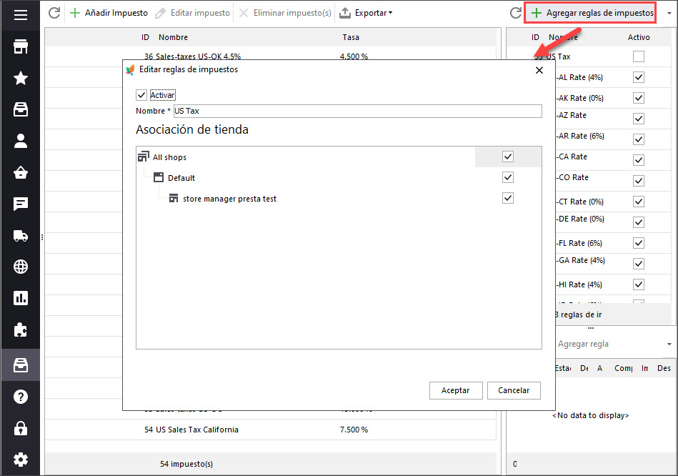 Add PrestaShop Tax Group