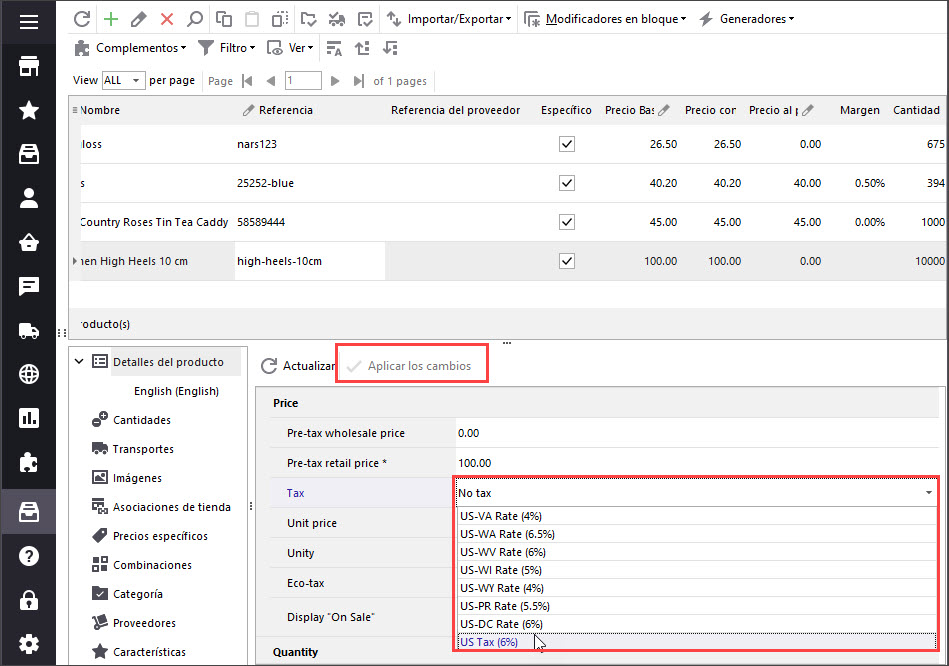Apply PrestaShop Tax To Product
