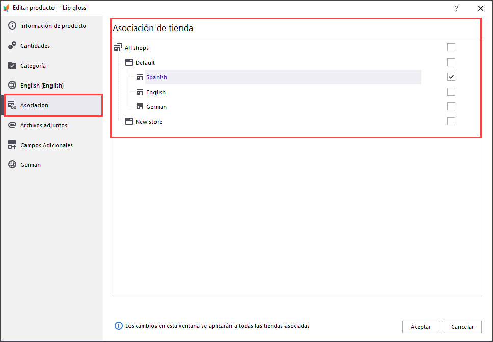 Change Shop Associations for Products with Store Manager