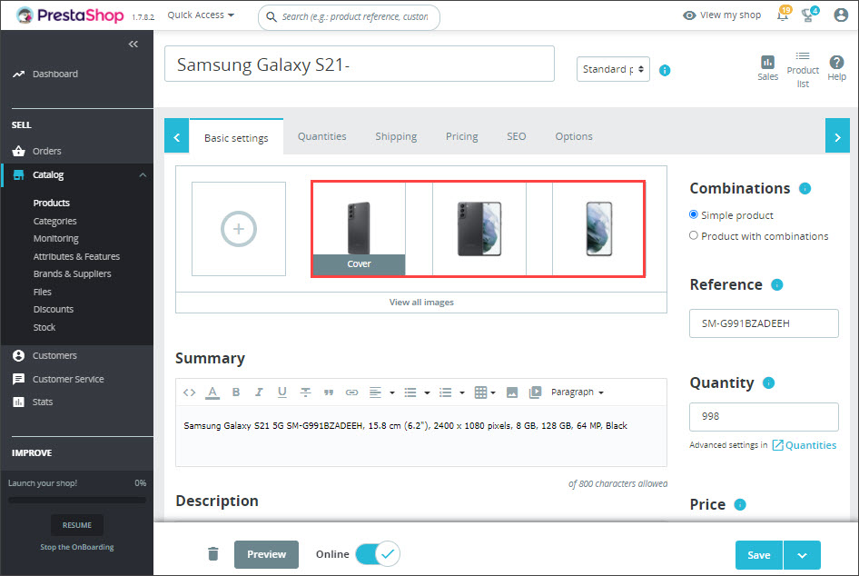 Change Sort Order for PrestaShop Images Backend Example