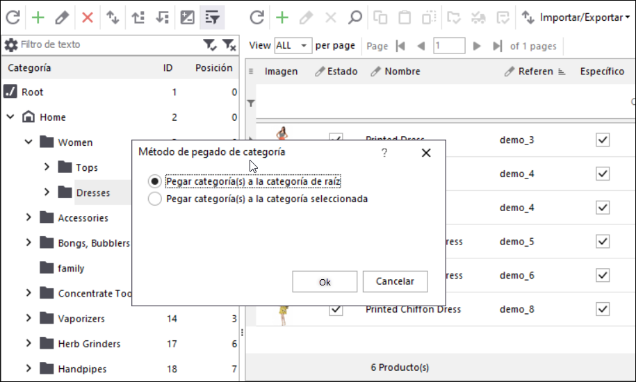 Gestión de la Lista de Сategorías PrestaShop