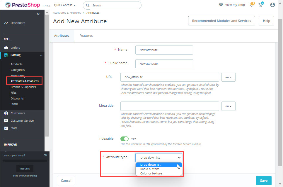 Create New Attribute in Backend