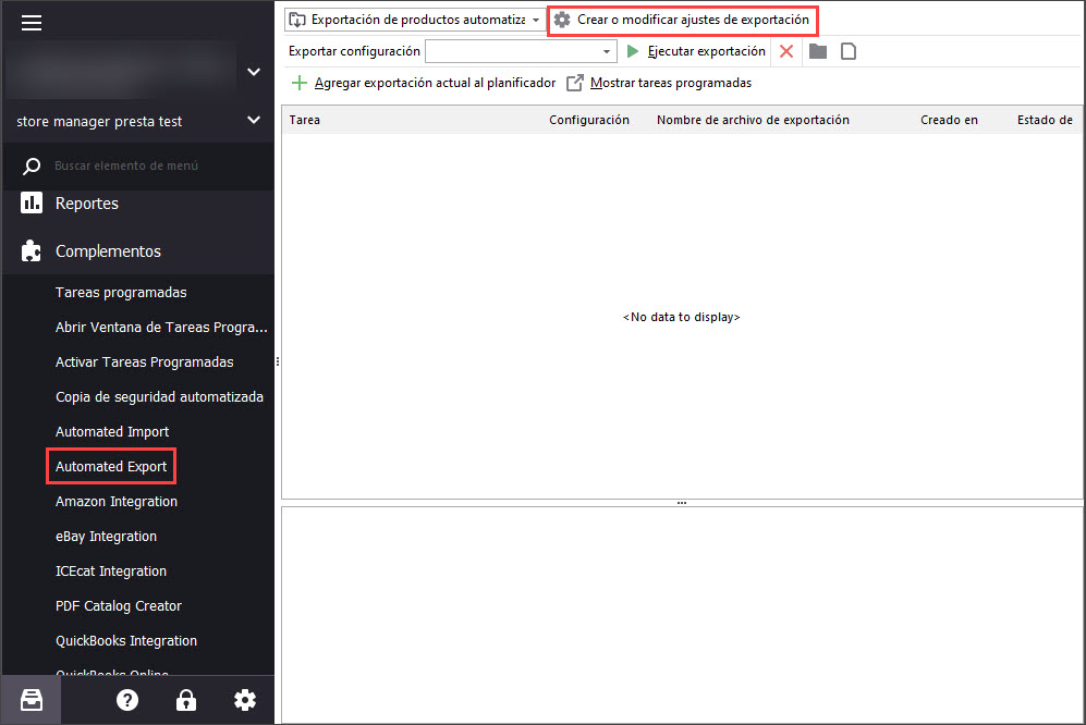 Create New Automated Export Task with Store Manager