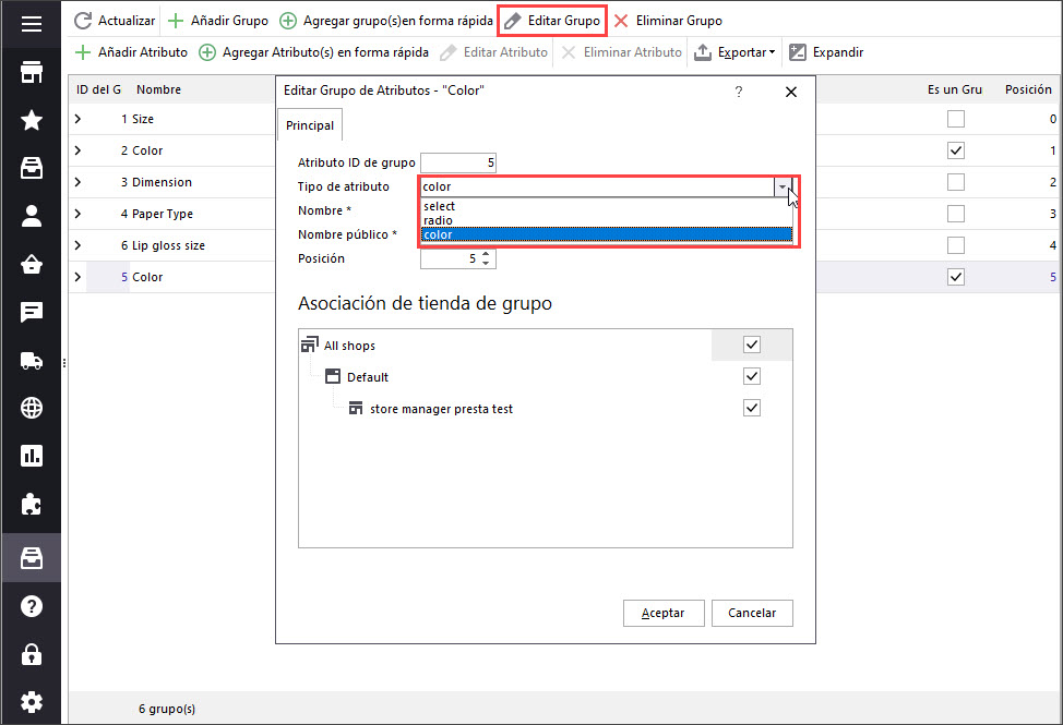 Create New Color Attribute for Texture in Store Manager