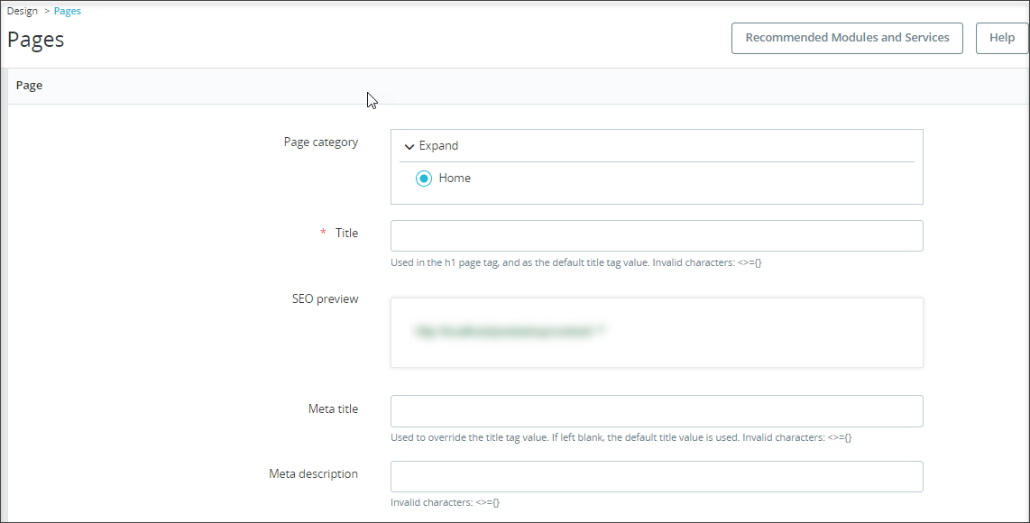 Configure CMS page