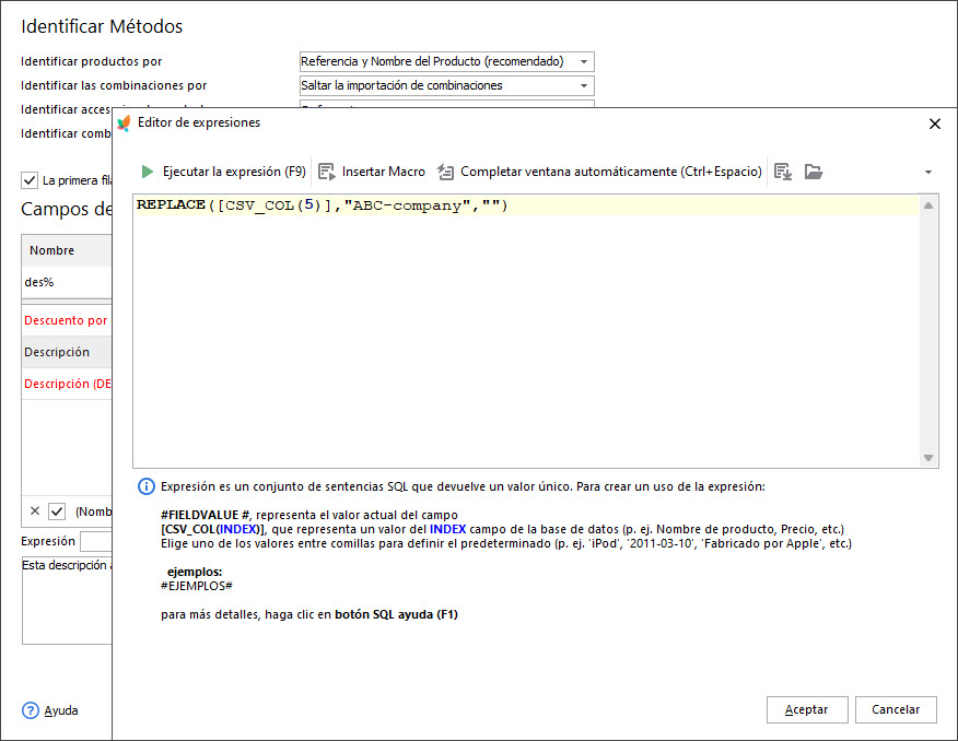 Expression for PrestaShop Description Update During Products Import
