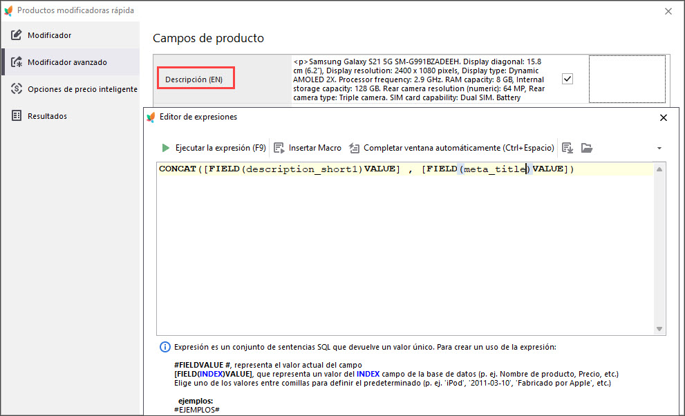 Expression for PrestaShop Product Description Update Using Mass Product Changer