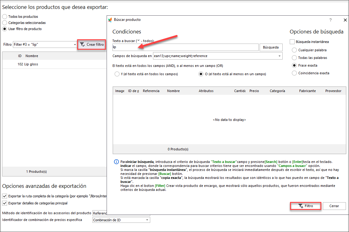 Filter Products to Export from PrestaShop