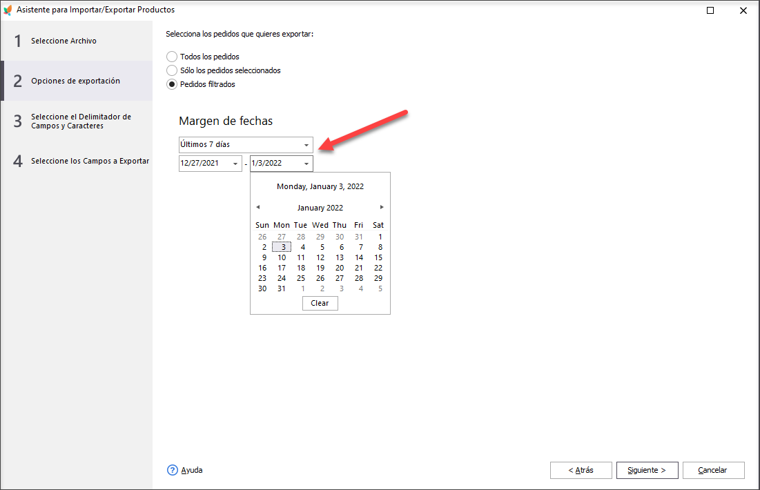 Filter orders for export