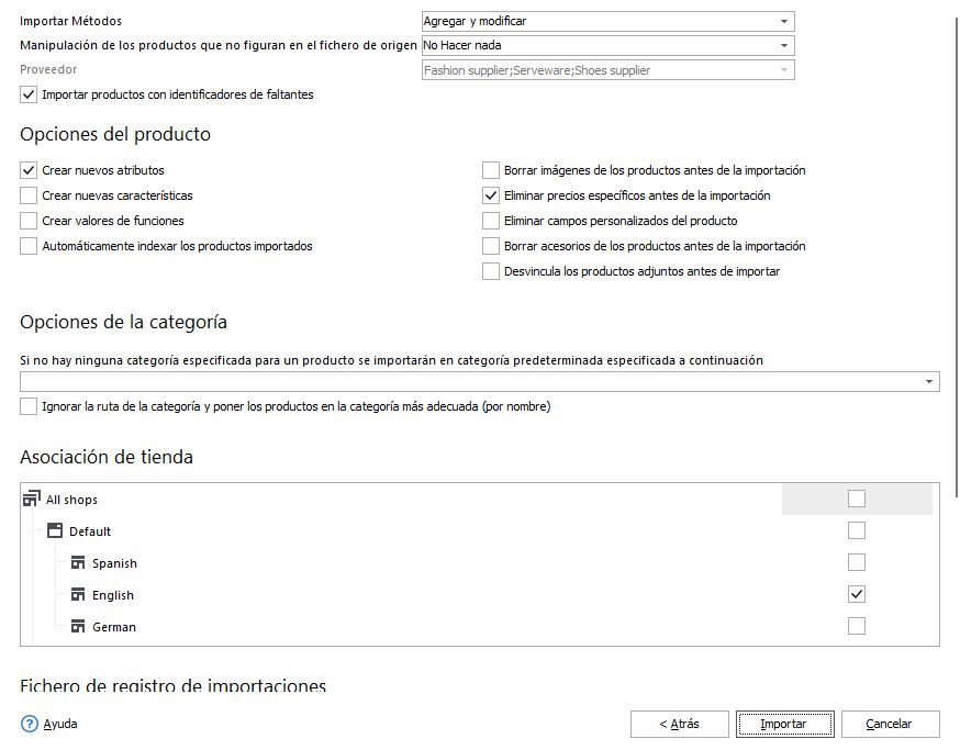 Import Options Step During Products Import from XML File