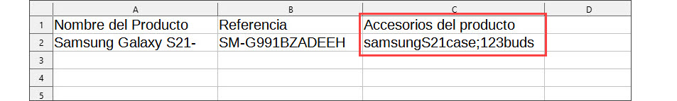 Import Product Accessories File Example