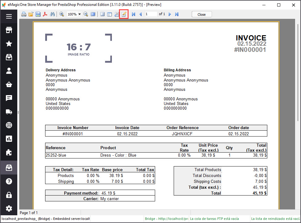 Modify Invoice for PrestaShop Order with Store Manager