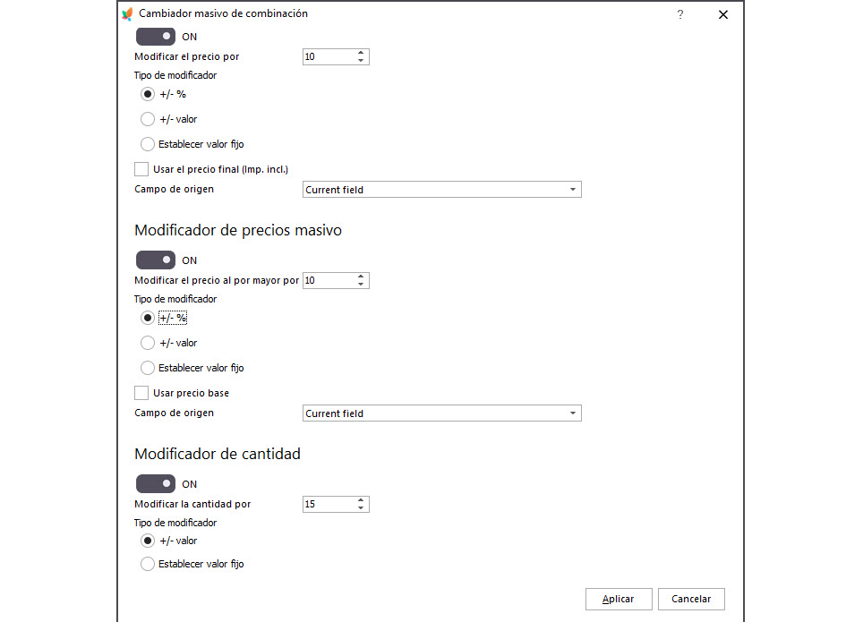 Modify Price with Mass Combinations Changer with Store Manager