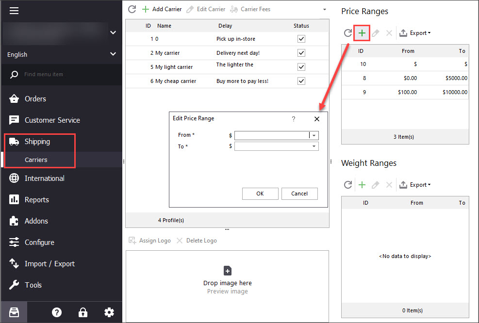 PrestaShop Carriers When Creating Order with Store Manager