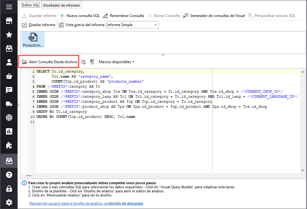 PrestaShop Custom Report Editor with Store Manager