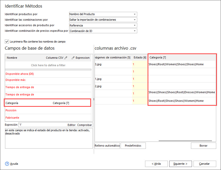 PrestaShop Data Import Categories Sample