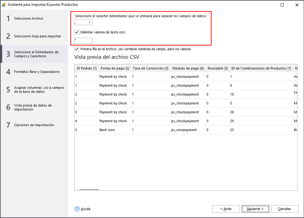PrestaShop Order Import File Delimiters