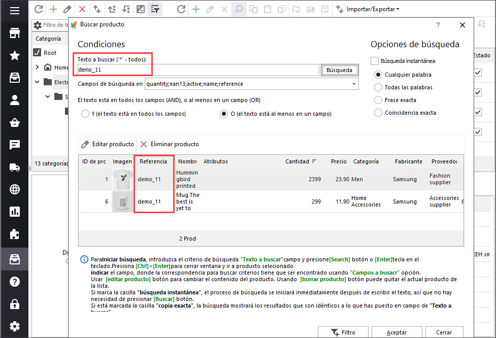 PrestaShop Product Search by Feature with Store Manager