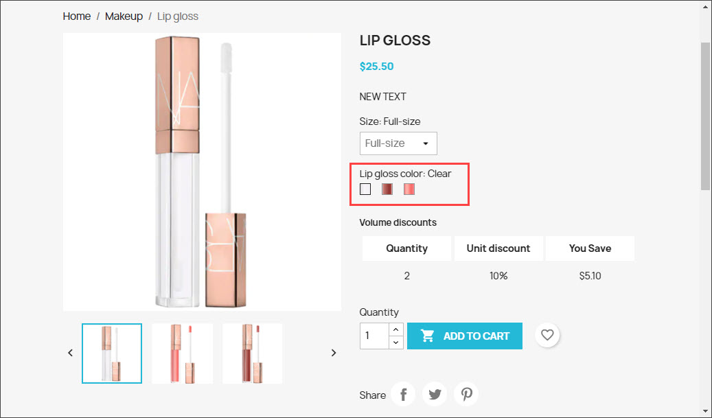 PrestaShop Product with Texture Attribute Frontend