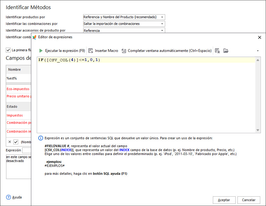 PrestaShop Products Import Expression for Status Update