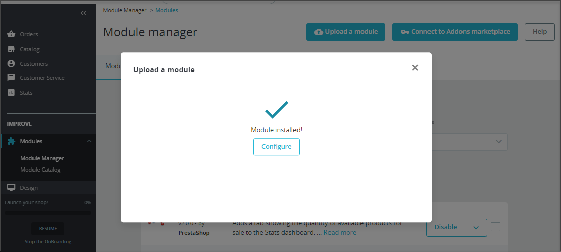 PrestaShop Store Manager Bridge Connector Configure Settings