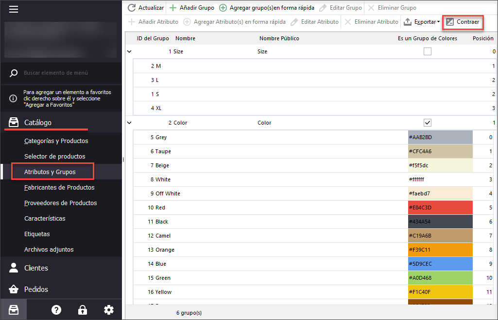 Prestashop Attributes and Groups Tab Expanded