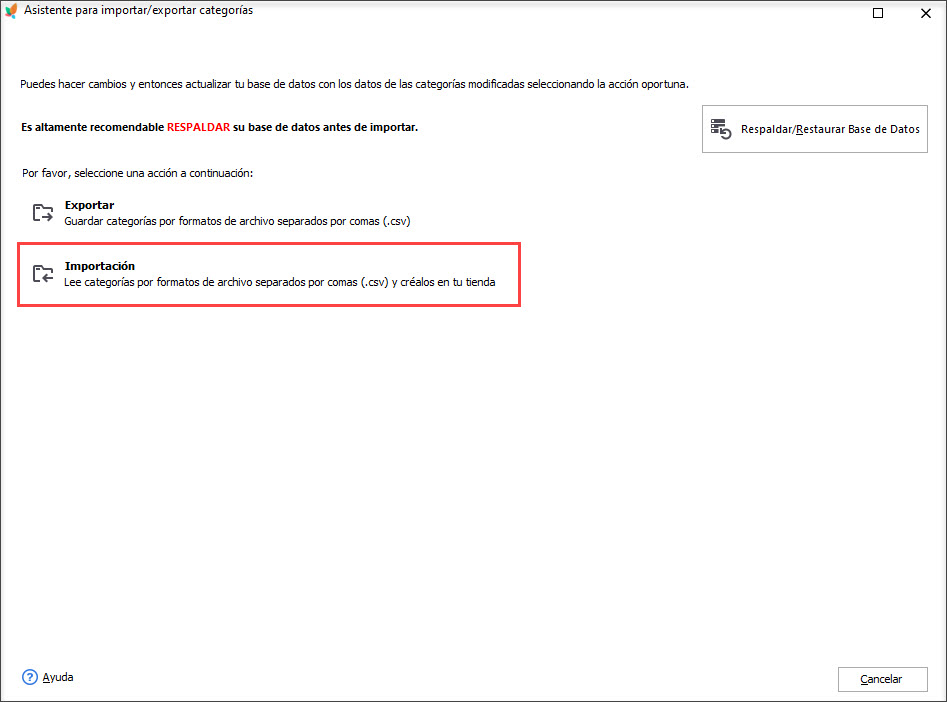 Prestashop Category Import Option