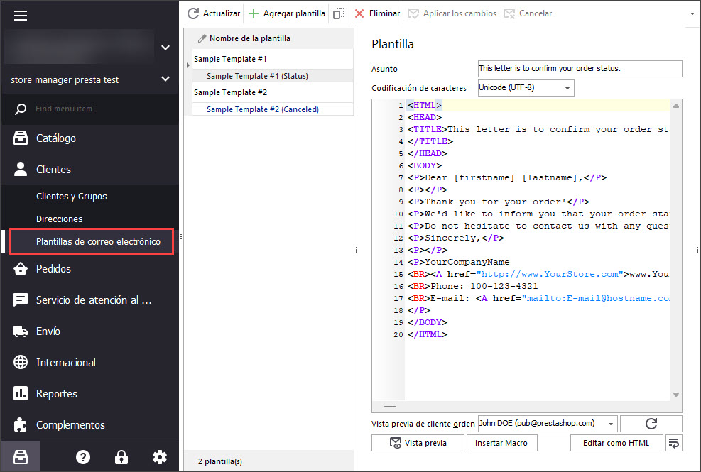 Prestashop Custom Report Email