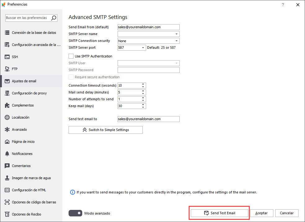 Prestashop Custom Report Email Advanced Settings