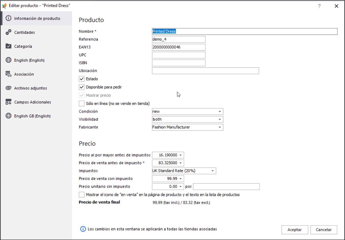 Operaciones Básicas Sobre Productos PrestaShop