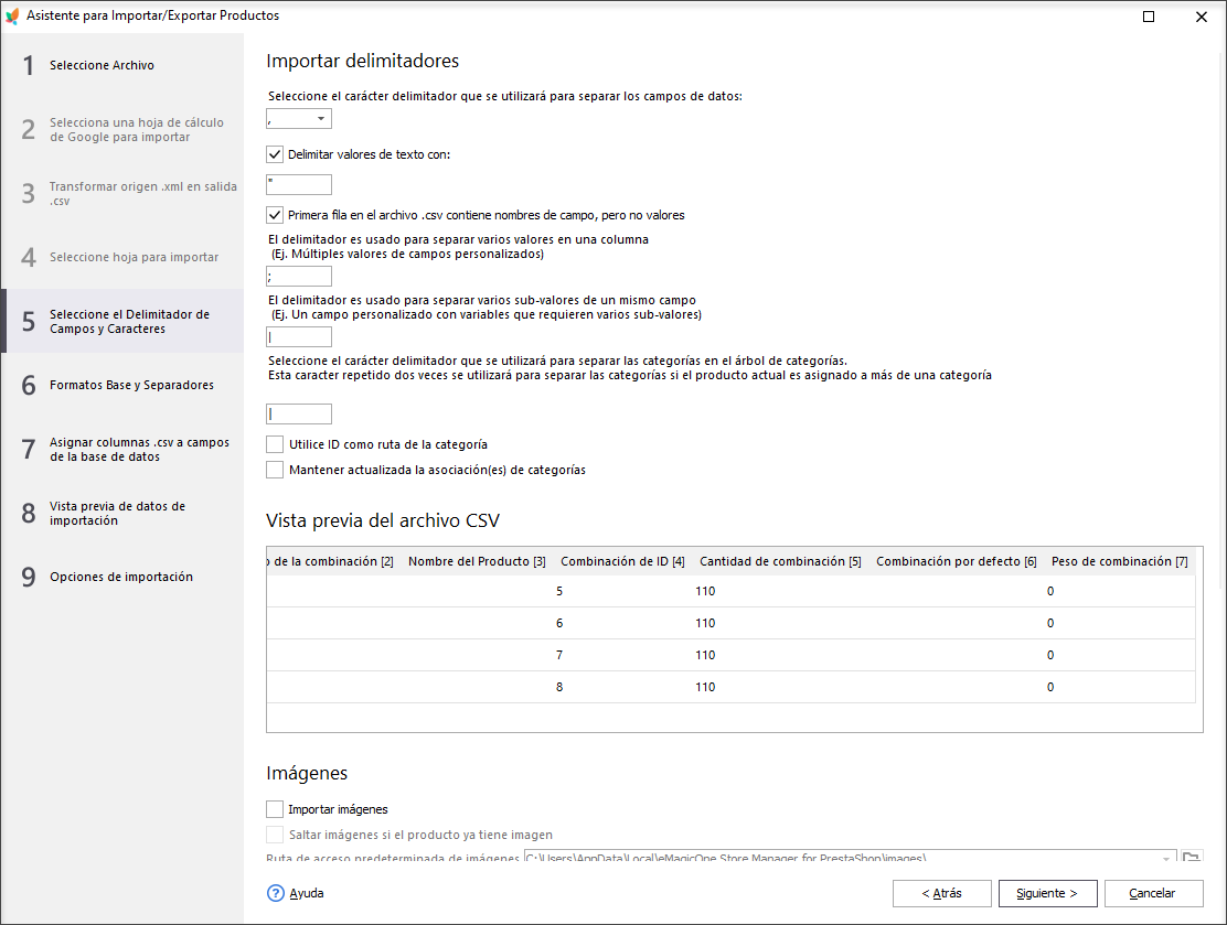 Prestashop Import File Delimiters