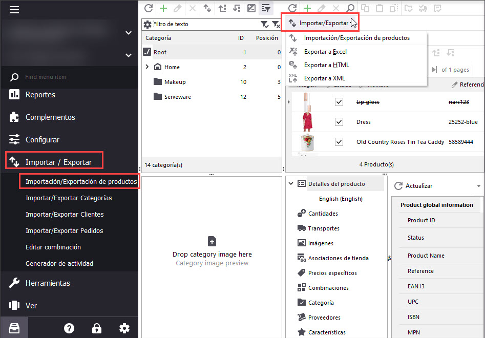 Prestashop Products Export Option