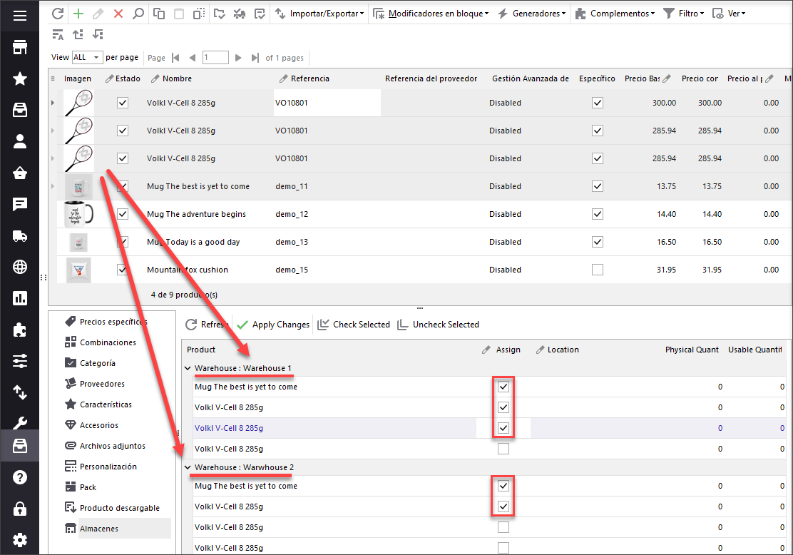 Put PrestaShop Category Products To Warehouses