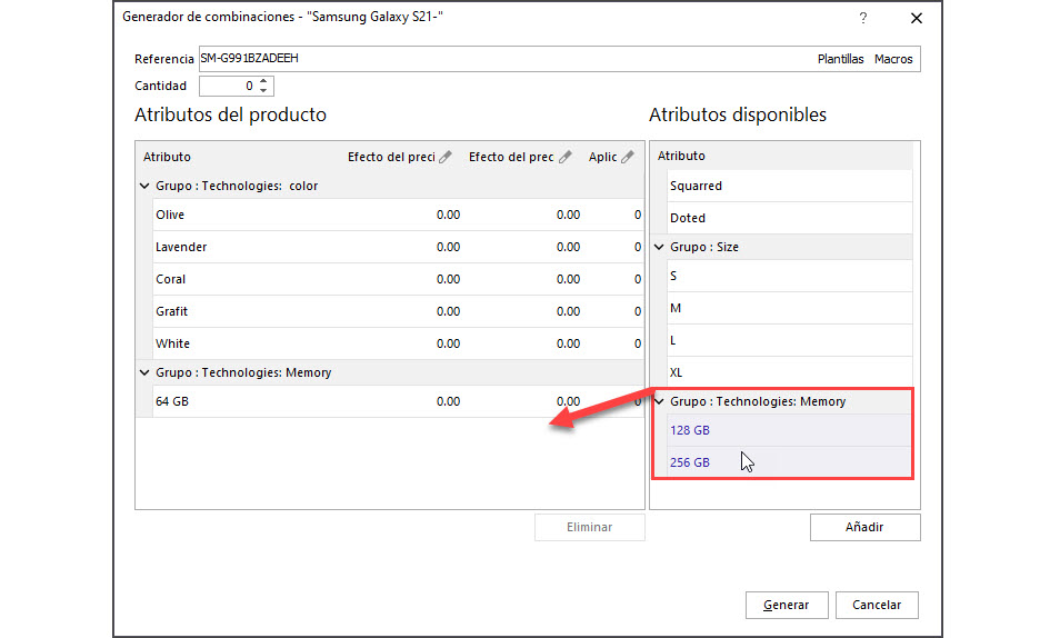 Select Attributes for PrestaShop Combinations Generation