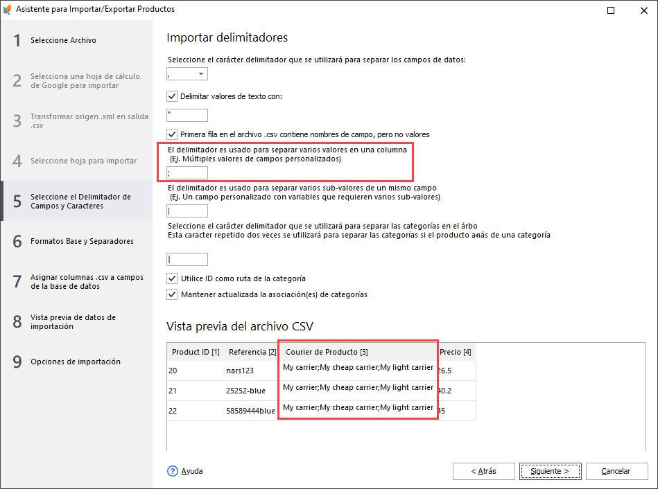 Select Delimiters for Multiple Values During Import
