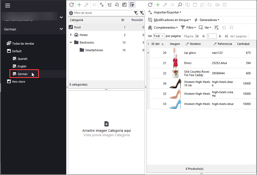 Select Shop in PrestaShop Store Manager