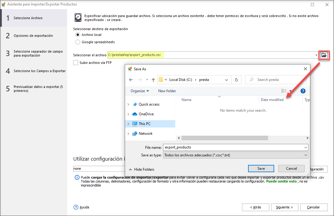 Select file direction