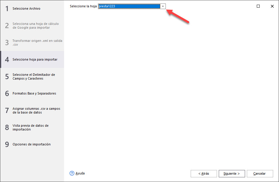 Select the Sheet for Import