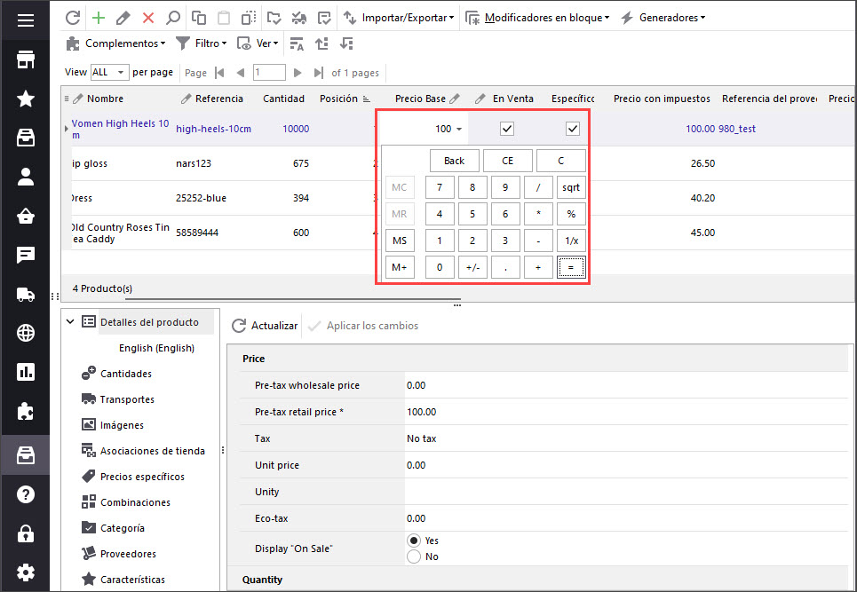 Update PrestaShop Product Price from Products Grid with Store Manager